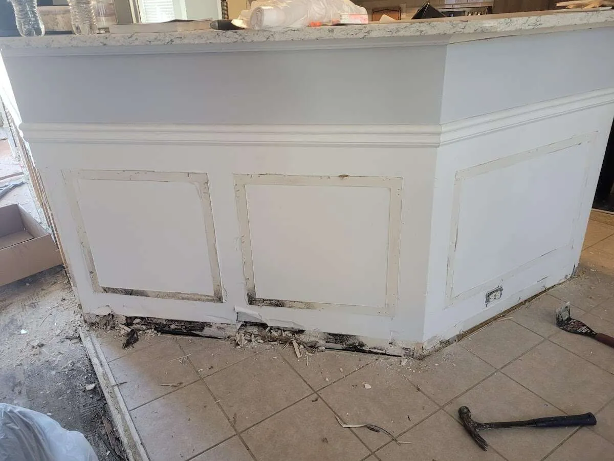 Water damage and mold on kitchen during Storm Damage Restoration in Wauwatosa